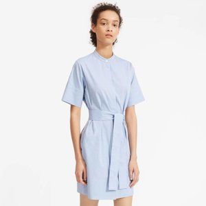 Everlane Cotton Collarless Belted Shirtdress